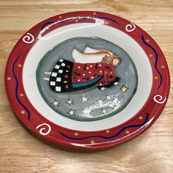Set of 2 CHRISTMAS THEME Holiday Plates ANGEL And SANTA - Picture 5 of 12